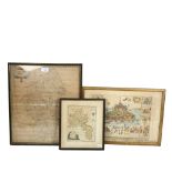 Antique framed map of Staffordshire by Robert Morden, height 46cm overall, a map of Oxfordshire, and