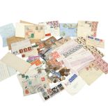 Various postage stamps and world coins