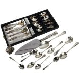 A cased set of 6 Continental silver coffee spoons, with floral design handles (marked 835cb), and