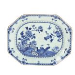 A 19th century Chinese blue and white meat platter, width 43cm Platter is in good overall condition,