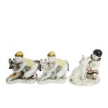 3 USSR porcelain groups, children with dogs, height 13cm Good condition. Light wear to decoration.