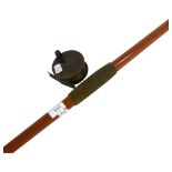 ALDREI LONDON - a 55lbs long bow, and a Vintage fishing reel, long bow length 188cm