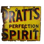 A Pratt's Perfection Spirit double-sided enamel sign by Eccles, 51 x 46cm Nibbles all the way around