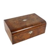 A Victorian walnut writing box, width 35cm