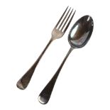 An early 20th century silver fork and spoon