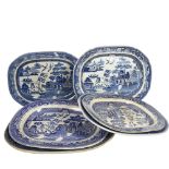 6 x 19th century blue and white meat plates