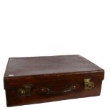 FINNIGANS LTD - a Victorian leather suitcase, with tooled green leather interior, both brass plate