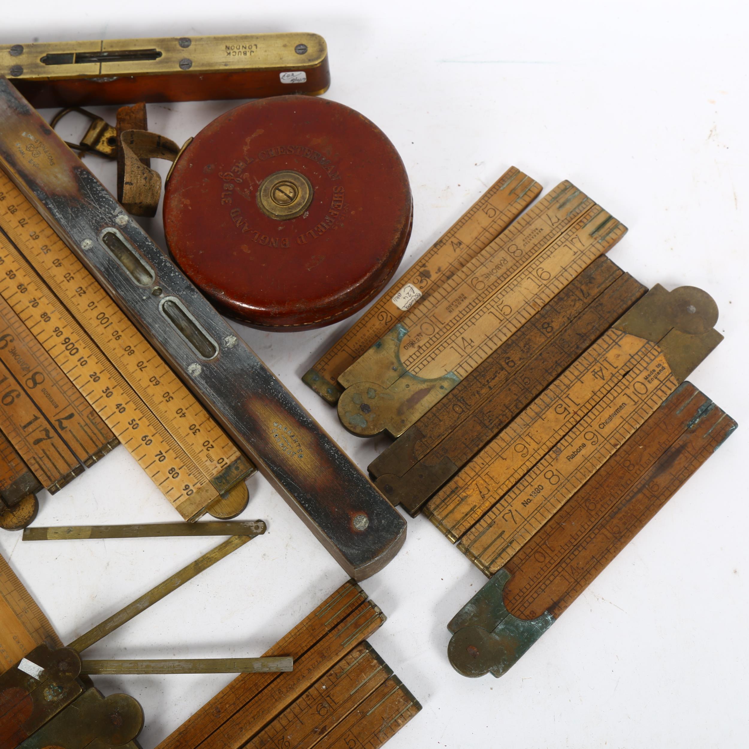 A quantity of Vintage measuring instruments, tape measures, rulers and levels - Image 2 of 2