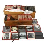 A collection of Antique glass slides, various subjects including various holiday pictures from