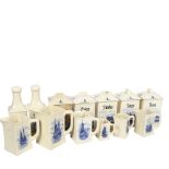 A set of 13 Vintage Villeroy & Boch Delft style storage jars and bottles