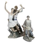 NAO group of ballet dancers, height 39cm, and a Lladro boy with crook