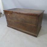 A Vintage stained elm trunk, 99 x 56 x 54cm