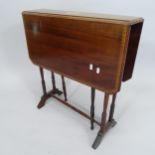 An Edwardian mahogany and marquetry inlaid Sutherland table, with inlaid shell decoration, 60cm x