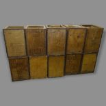 10 various Vintage tea chests, largest 51 x 61 x 41cm (WITH THE OPTION TO PURCHASE THE FOLLOWING