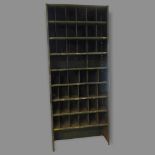 A Vintage industrial metal shelving unit, 91 x 218 x 32cm