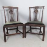 A pair of 18th century Welsh carved oak Chippendale side chairs