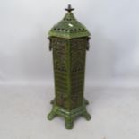 An enamelled cast-iron station room heater (lacking fittings), H87cm