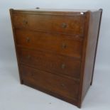 An oak chest of 4 long drawers, 92cm x 104cm x 51cm