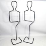 A pair of mid-century tubular metal figural valet stands, in the manner of Pierre Cardin, H177cm