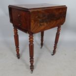 A William IV mahogany night table, with 2 drop leaves, and 2 fitted drawers, 54 x 70 x 37cm