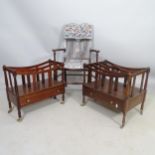 A reproduction mahogany Canterbury, with single fitted drawer, 50 x 47 x 36cm, another, and an