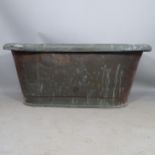 A French roll-top copper bath, 160 x 66 x 72cm