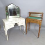 A Continental painted wooden dressing table, with 3-fold mirror and 4 fitted drawers, on cabriole
