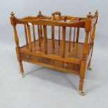 A reproduction yew wood single drawer Canterbury, 53cm x 52cm x 37cm