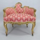 A Continental giltwood and upholstered parlour armchair, 74cm x 75cm x 70cm
