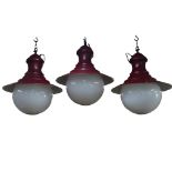 A set of 3 industrial hanging lights