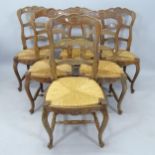 A set of 6 French rush-seated ladder-back dining chairs