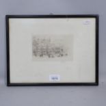 William Walcot, etching, buildings in Venice, signed in pencil, plate 15cm x 10cm, with label and