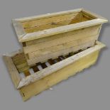 2 pine garden planters, largest 108 x 33 x 49cm (2)