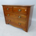 A 1920s mahogany chest of 2 short and 2 long drawers, 91cm x 71cm x 48cm