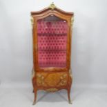 A French walnut vitrine cabinet, with ormolu mounts, single-glazed door, on cabriole legs, 70cm x