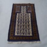 A blue ground Persian design prayer rug, 145 x 85cm