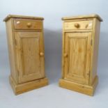 A pair of modern pine single-drawer pot cupboards, 35cm x 73cm x 34cm