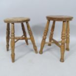 A pair of similar elm-seated stools, tallest 46cm