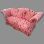 A reproduction upholstered 3-seater Knoll style settee, 230cm x 98cm x 95cm chip on front left leg
