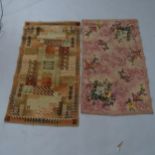 2 Vintage English wool rugs, 117 x 69cm, and 125 x 69cm Both worn in places with loss of pile,