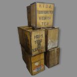 10 various Vintage tea chests, largest 51 x 61 x 41cm (WITH THE OPTION TO PURCHASE THE FOLLOWING