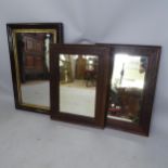 An Antique rosewood and gilt painted rectangular wall mirror, 49 x 72cm, and a pair of early 20th