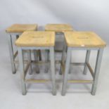 A set of 4 painted pine stools, H61cm (WITH THE OPTION TO PURCHASE THE FOLLOWING LOT)