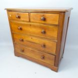 A Victorian mahogany chest of 2 short and 3 long drawers, 104cm x 99cm x 50cm