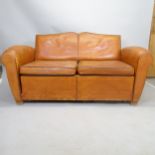 A mid-century leather-upholstered 2-seater sofa bed, 170 x 90 x 90cm
