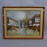 Kressley, oil on canvas, Parisian street scene, 73cm x 58cm overall, framed, modern
