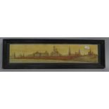 Panoramic watercolour, panoramic view of the Kremlin, indistinctly signed and dated '95, 16cm x 57cm