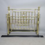 A modern brass 5' double bed, with side rails (lacking slats)