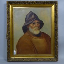 Early 20th century oil on canvas, portrait of a fisherman, unsigned, 57cm x 46cm, framed Good