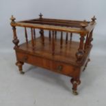 An Antique burr-walnut Canterbury, with single fitted drawer, 57 x 54 x 42cm